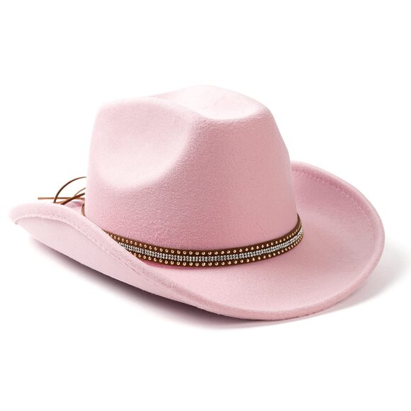 9573 Men & Women\'s Felt Wide Brim Western Cowboy Outdoor Fedora Hats With main image 6